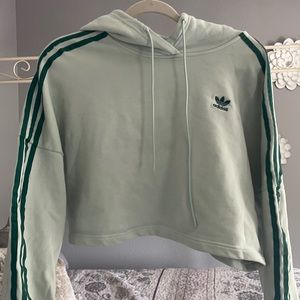 Adidas light green/teal cropped hoodie